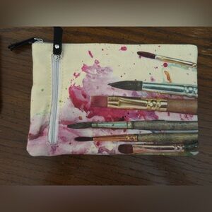 Artistic Canvas Pouch with Paintbrush Design